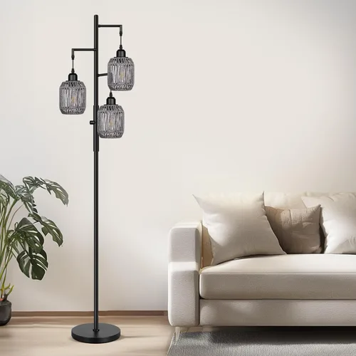 Miniatura 13 de ROTTOGOON Lámpara de Pie Bohemia Regulable - Lámpara de Pie de Ratán de Granja de 3 Luces para Sala de Estar, Lámparas de Pie Industriales tipo