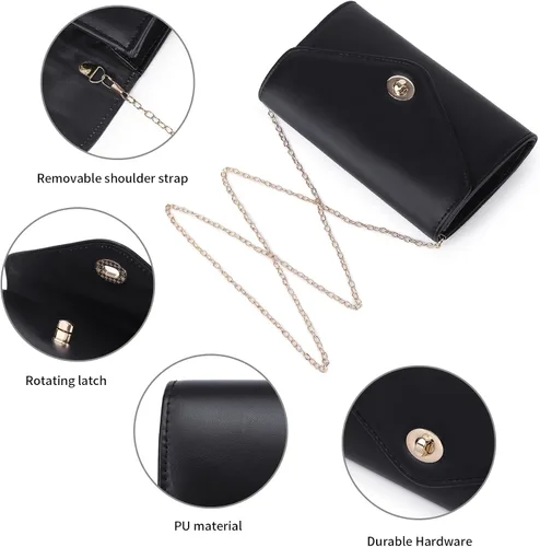 Miniatura 5 de Bolso de noche para mujer, de piel vegana, bolso de mano tipo sobre, bolso de mano clásico.