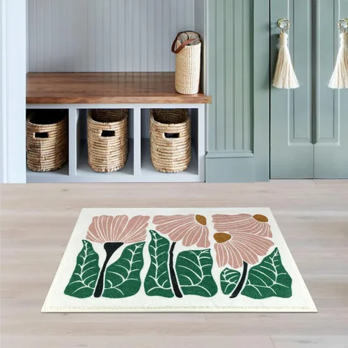 Miniatura 7 de SHIYUE Bonita alfombra de baño con diseño de flores para alfombras de baño, microfibra ultra suave y esponjosa, absorción de agua, tapete
