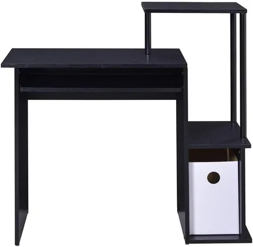 Miniatura 4 de Acme Lyphre - Escritorio rectangular de madera para computadora con bandeja para teclado en color negro