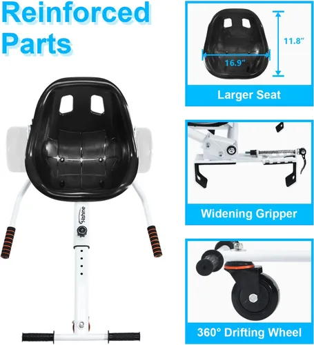 Miniatura 3 de Hishine Accesorio de asiento para aeropatineta de 6.5 a 10 pulgadas, diseño mejorado sin necesidad de correas de velcro, kit de conversión Go Kart