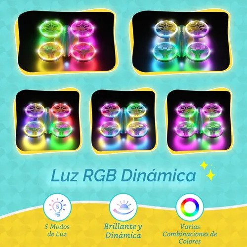 Miniatura 4 de Dron LED RC para niños de 6+, regalo de Navidad y cumpleaños para niños y niñas con baterías, mando a distancia, voltereta de 360°, modo de alta