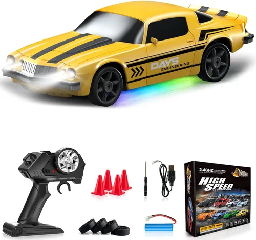 Miniatura 9 de Coche RC de Deriva 1:24 Coche de Control Remoto 4WD 24KM/H Coche de Carreras Deportivas de Alta Velocidad con Luces LED Juguetes de Coches RC