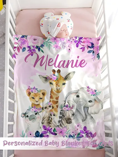 Miniatura 2 de Manta de Bebé Personalizada para Niñas, Manta de Bebé Personalizada con Nombre Súper Suave Mantas con Nombre Personalizado para Niños, Mantas