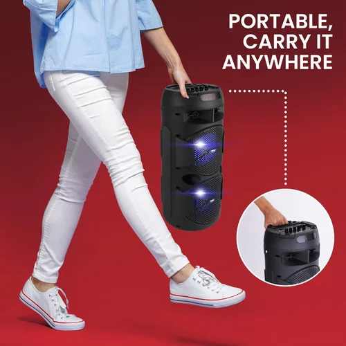 Miniatura 6 de Pyle Altavoz PA Bluetooth portátil - Sistema de audio para karaoke BT de 240W dual de 6.5" recargable para interiores/exteriores - TWS, luces