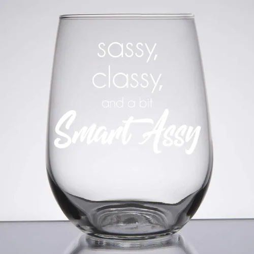 Miniatura 9 de IT'S A SKIN Divertida copa de vino sin tallo de 17 onzas con frases divertidas para mujeres. Para la mujer atrevida con clase e inteligente y mejor