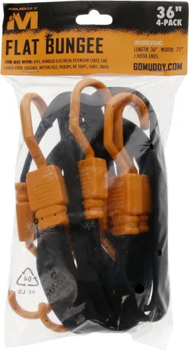 Miniatura 4 de Muddy - Cuerda elástica plana para exteriores de 1 pulgada de ancho, resistente, duradera, fiable, resistente a la intemperie, versátil con ganchos