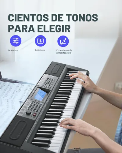 Miniatura 2 de Donner Teclado de Piano de 61 Teclas, Kit de Teclado de Piano Eléctrico con 249 Voces, 249 Ritmos - Incluye Soporte para Piano, Taburete, Micrófono