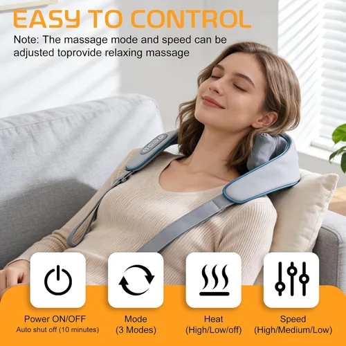 Miniatura 5 de Therapexa Masajeador de cuello con calor, masajeador de cuello y hombro, masajeador shiatsu profundo 6D para aliviar el dolor de espalda, hombros