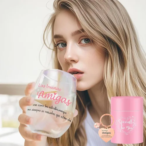 Miniatura 7 de Yalucky Regalos para mujer amiga, vaso de vidrio de 16.2 fl oz, regalos de cumpleaños para mujer, Llaveros para mujeres, regalo de graduación