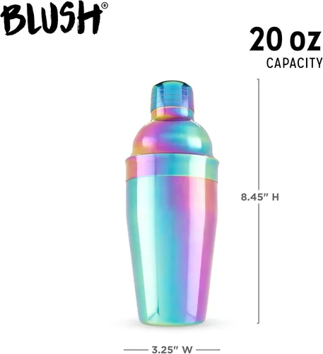 Miniatura 3 de Blush Mirage Rainbow - Coctelera iridiscente de acero inoxidable, colorida coctelera para accesorios estéticos de bar en el hogar, despedida