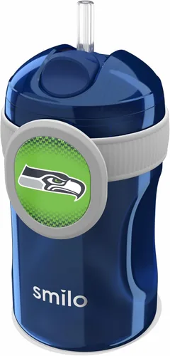 Miniatura 25 de Smilo Vaso con popote de Arizona Cardinals con licencia oficial de la NFL, para bebés y niños pequeños, con popote de silicona ponderado y capacidad