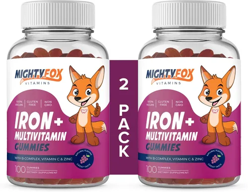 Gomitas de hierro para niños, vitaminas sin OMG para niños con hierro, vitaminas gomosas sin gluten para niños, suplemento de hierro masticable para