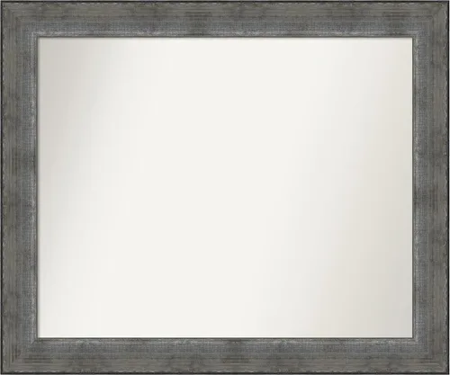 Miniatura 278 de Amanti Art Espejo de baño plateado para sobre el fregadero, 24 x 24 pulgadas, espejo cuadrado de peltre forjado a medida, marco de madera casual
