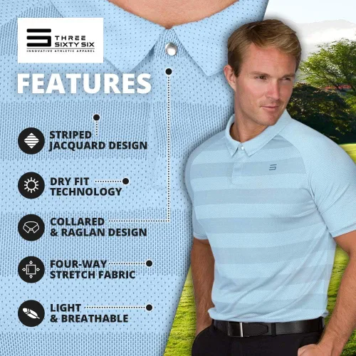 Miniatura 5 de Three Sixty Six Polo de golf para hombre, polos de golf con cuello en seco, ligero y transpirable con tela elástica