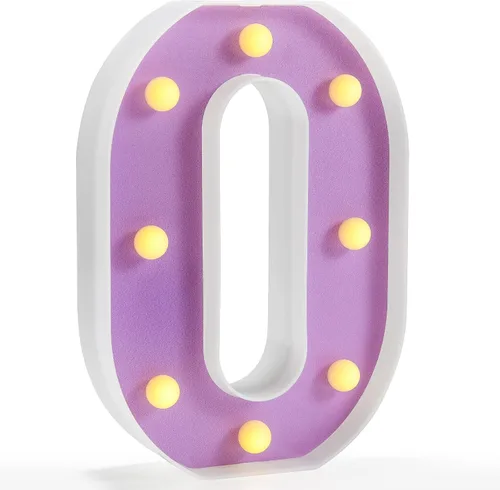 Pooqla Luces de Letras LED, Letrero Alfabético Iluminado Morado, Luz Nocturna de Marquesina Colorida DIY con LED Blanco Cálido, Decoración para Casa