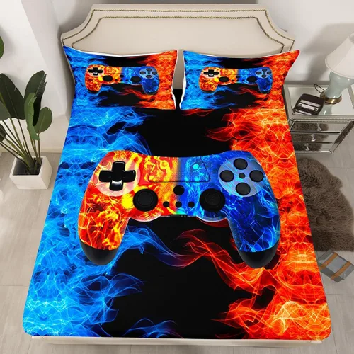Miniatura 50 de Sábanas de cama con estampado de patas de perro para niños, sábana bajera ajustable de huesos coloridos para los amantes de los perros