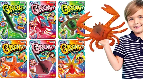 JA-RU Magic Grow - Animales acuáticos con temática oceánica (6 paquetes surtidos) Juguetes temáticos de vida en la playa | Juguetes de baño y