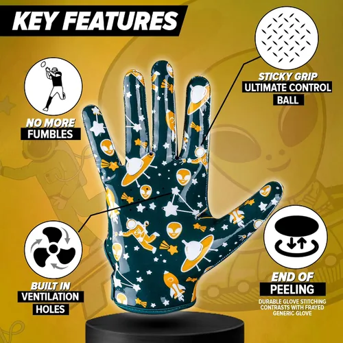 Miniatura 6 de Alien Grip Infinite Pro Edition - Guantes de fútbol Endless Game - GripPro Tech para adultos, niños y jóvenes, guantes de fútbol sin pelar, siempre