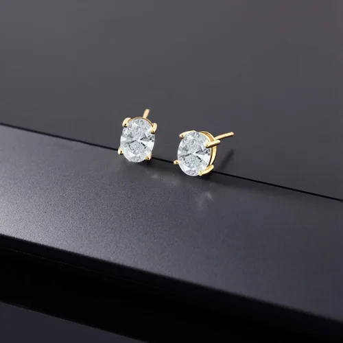 Miniatura 90 de Gem Stone King Aretes de oro de 14 quilates con piedra natal ovalada de 0.315 x 0.236 in Aretes de oro para mujer