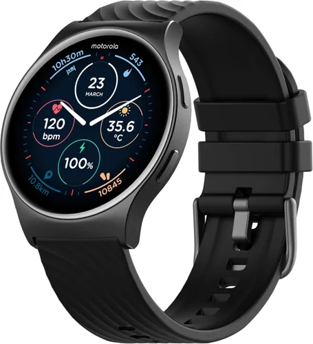 Miniatura 10 de Motorola Moto Watch 120 - Reloj inteligente Bluetooth de alta calidad con pantalla AMOLED, batería de 10 días, seguimiento de frecuencia cardíaca