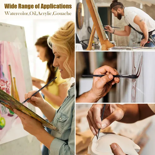 Miniatura 5 de Juego de pinceles para acuarela, 12 pinceles profesionales para pintura acrílica, pinceles de pintura al óleo para cabello fino sintético suave