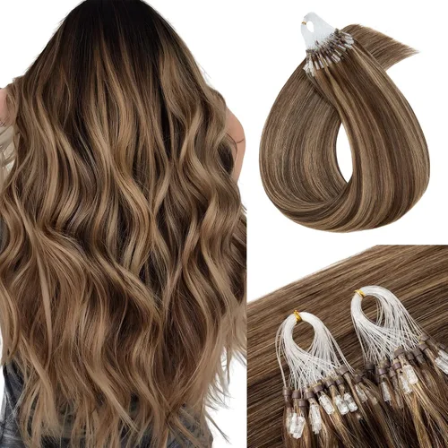 Miniatura 9 de MY-LADY Microlink - Extensiones de cabello humano con microcuentas de 14 pulgadas, extensiones de cabello rubio con micro bucle, extensiones