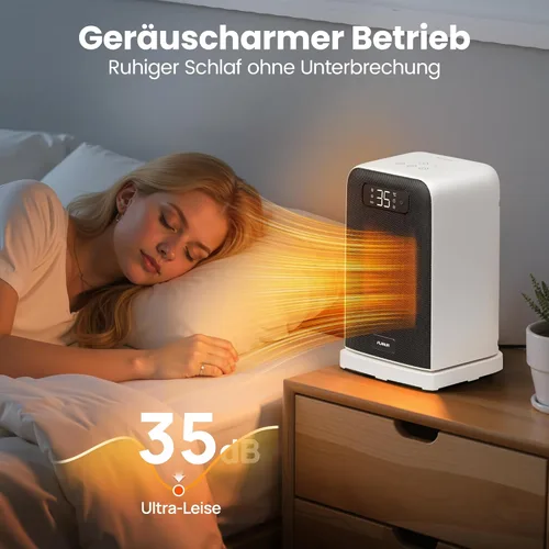 Miniatura 5 de FLANUR Calentadores de espacio para uso en interiores, calentador de escritorio pequeño de 1500 W 2 en 1 con control remoto, termostato, pantalla