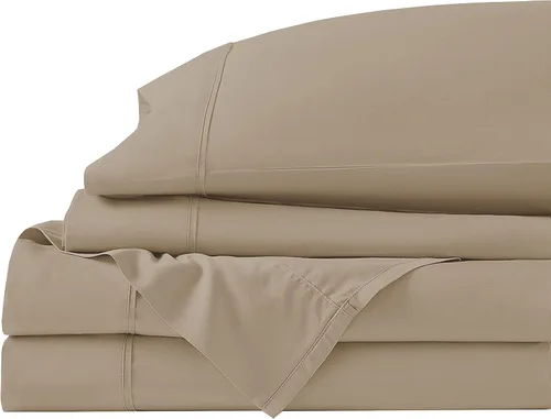 Miniatura 27 de Juego de cama de 5 piezas, 100% algodón egipcio de 600 hilos, fundas de almohada y sábana bajera con bolsillo extra profundo, ropa de cama suave