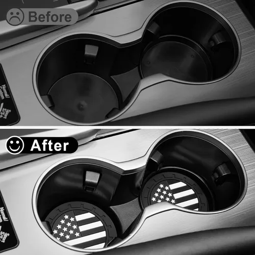 Miniatura 6 de JUSTTOP Posavasos para Portavasos de Automóvil, Bandera Americana Antideslizante Inserto Posavasos de Coche, Accesorios para el Interior del Negro
