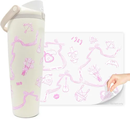 Miniatura 12 de Adhesivo de transferencia UV para botella de agua Owala FreeSip 24oz 30oz 40oz, piel de botella duradera e impermeable, se ajusta al diseño