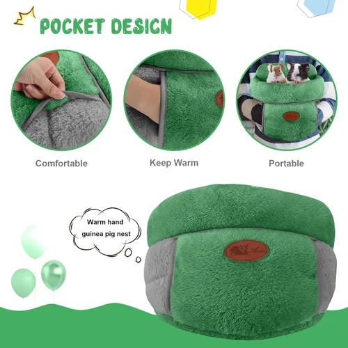 Miniatura 3 de YUEPET Cama de conejillo de indias, cueva de abrazo, forro polar cálido, ropa de cama acogedora para la casa, cojín para dormir, jaula nido