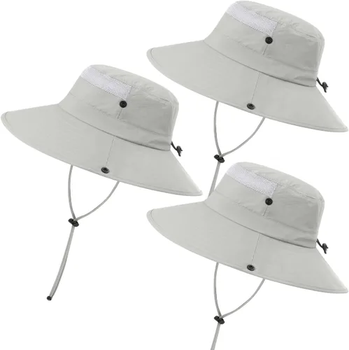 Miniatura 10 de Paquete de 3 sombreros Boonie para hombre, protección UV, sombrero de pesca al aire libre para senderismo, safari y jardinería
