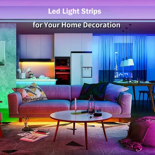 Miniatura 7 de Tira de luces LED para dormitorio de 33 pies, luces LED IC-RGB para habitación con control remoto de aplicación Bluetooth, tira de luz LED USB