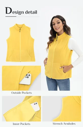 Miniatura 6 de Xeoxarel Chaleco de forro polar para mujer con 6 bolsillos (XS-2XL)