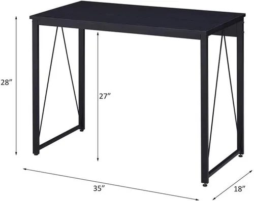 Miniatura 3 de Acme Zaidin - Escritorio rectangular de madera con base de trineo de metal, color negro