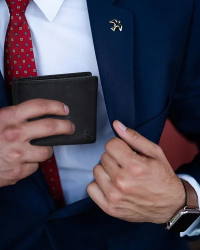 Miniatura 2 de SERMAN BRANDS Cartera de 2 ventanas de identificación para hombres con bloqueo RFID, tapa plegable, cartera de viaje de capacidad adicional