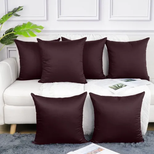 Miniatura 14 de Coddsmz Paquete de 6 fundas de almohada decorativas 100% algodón, fundas de cojín cuadradas de Navidad sólidas para el hogar, cama, sofá, día