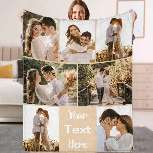 Miniatura 9 de YESCUSTOM Manta personalizada con texto fotográfico, manta personalizada con mis propias imágenes para Navidad, familia, mamá, papá, perro