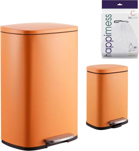 Miniatura 20 de happimess HPM1006C Connor - Bote de basura rectangular con tapa de cierre suave y mini bote de basura gratis, moderno a prueba de huellas dactilares