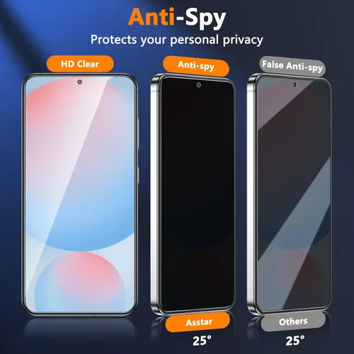 Miniatura 2 de Asstar - Protector de pantalla de privacidad para Samsung Galaxy S24 FE de 6.7 pulgadas, protector de pantalla de vidrio templado 9H, protector