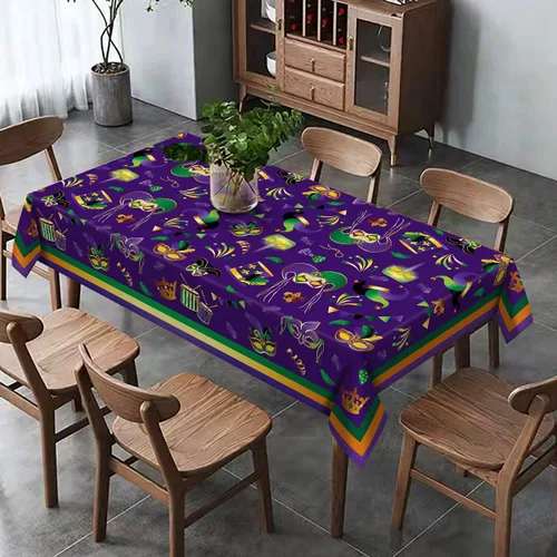 Miniatura 4 de Hafangry Mantel de carnaval de Mardi Gras, decoración de fiesta de máscaras, máscara de Nueva Orleans, funda para mesa de cocina y comedor
