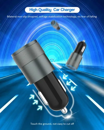 Miniatura 4 de Cargador de coche para iPhone con certificación MFi de Apple, carga rápida de 3.4 A, cargador USB de doble puerto, adaptador de encendedor de Gris