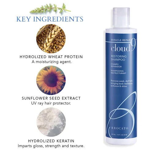 Miniatura 5 de Brocato Champú restaurador Cloud 9, 10 onzas líquidas Champú Miracle Repair, hidratante, hidratante y revitalizante Para cabello débil, opaco