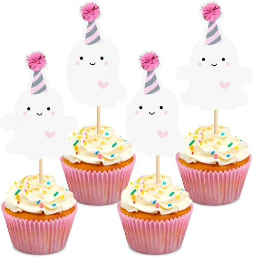 Miniatura 9 de 24 piezas de Halloween Baby Boo Cupcake Toppers Boo Ghost Cupcake Picks Baby Shower Halloween Boy Girl First Birthday Party Decoración Suministros