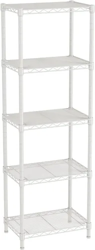 Miniatura 9 de SINGAYE 5 estantes pequeños de alambre para cocina, despensa, cerca de la casa, organizadores y almacenamiento, estante para baño, sala de Blanco