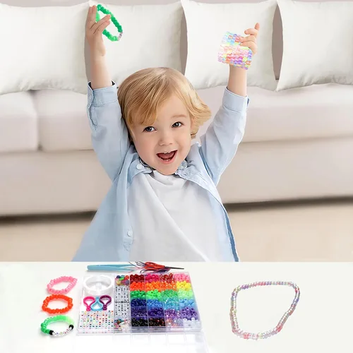 Miniatura 5 de LIS HEGENSA Kits de Abalorios de Manualidades DIY de 28 Colores Regalos para Niñas, 1200 PIEZAS Cuentas Pony Kits para Hacer Pulseras con Cuentas
