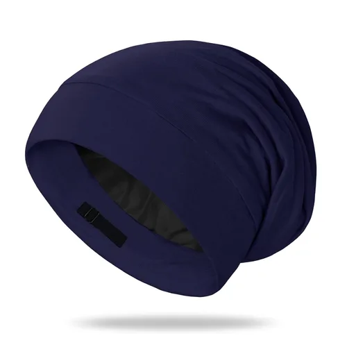 Miniatura 13 de OLESILK Gorro de seda para cabello rizado, gorro de seda para dormir, unisex, mediano, negro