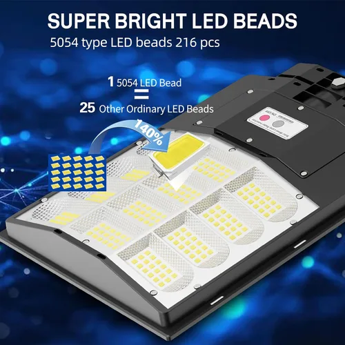 Miniatura 3 de Luz solar de calle de 7000 W, farolas solares para exteriores, impermeables, IP67, lámpara solar para exteriores con sensor de movimiento