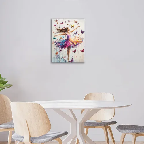 Miniatura 4 de Olivine Arte de Pared de Bailarina, Imágenes de Ballet de Mariposa Decoración de Pared, Impresiones Coloridas en Lienzo de Bailarina, Pintura